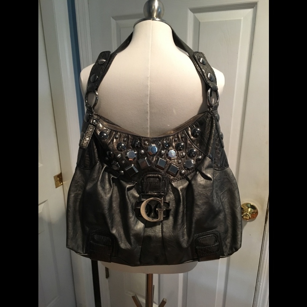 Guess Metallic silver handbag